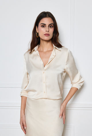 Gaia Satin Button Down Top