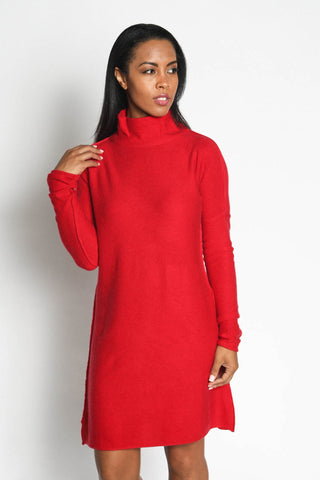 Women 100% Cashmere Turtle Neck Sweater Dress