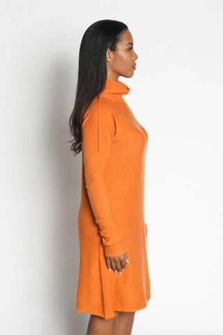 Women 100% Cashmere Turtle Neck Sweater Dress