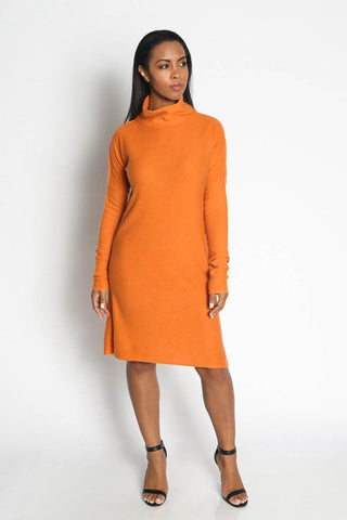 Women 100% Cashmere Turtle Neck Sweater Dress