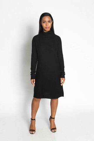 Women 100% Cashmere Turtle Neck Sweater Dress