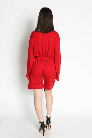 Red long Sleeves Jumpsuit