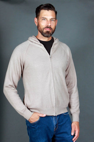 Men's Gray Hooded Cashmere Sweater