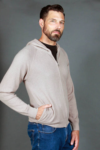 Men's Gray Hooded Cashmere Sweater